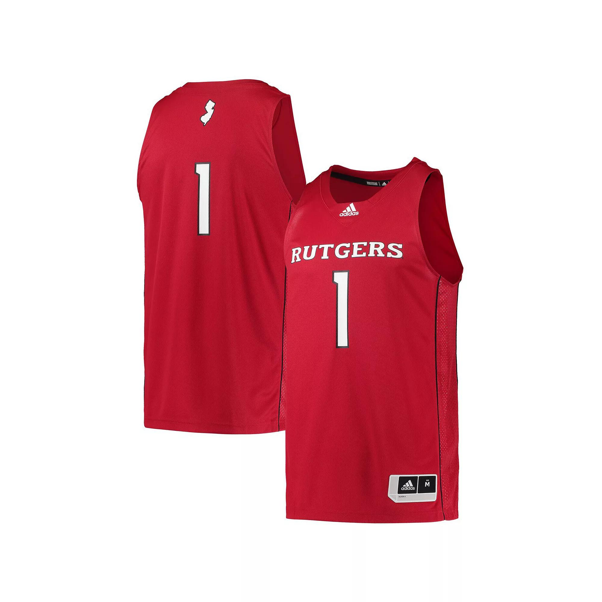 Men's adidas #1 Scarlet Rutgers Scarlet Knights Team Swingman Basketball Jersey,  Product Image