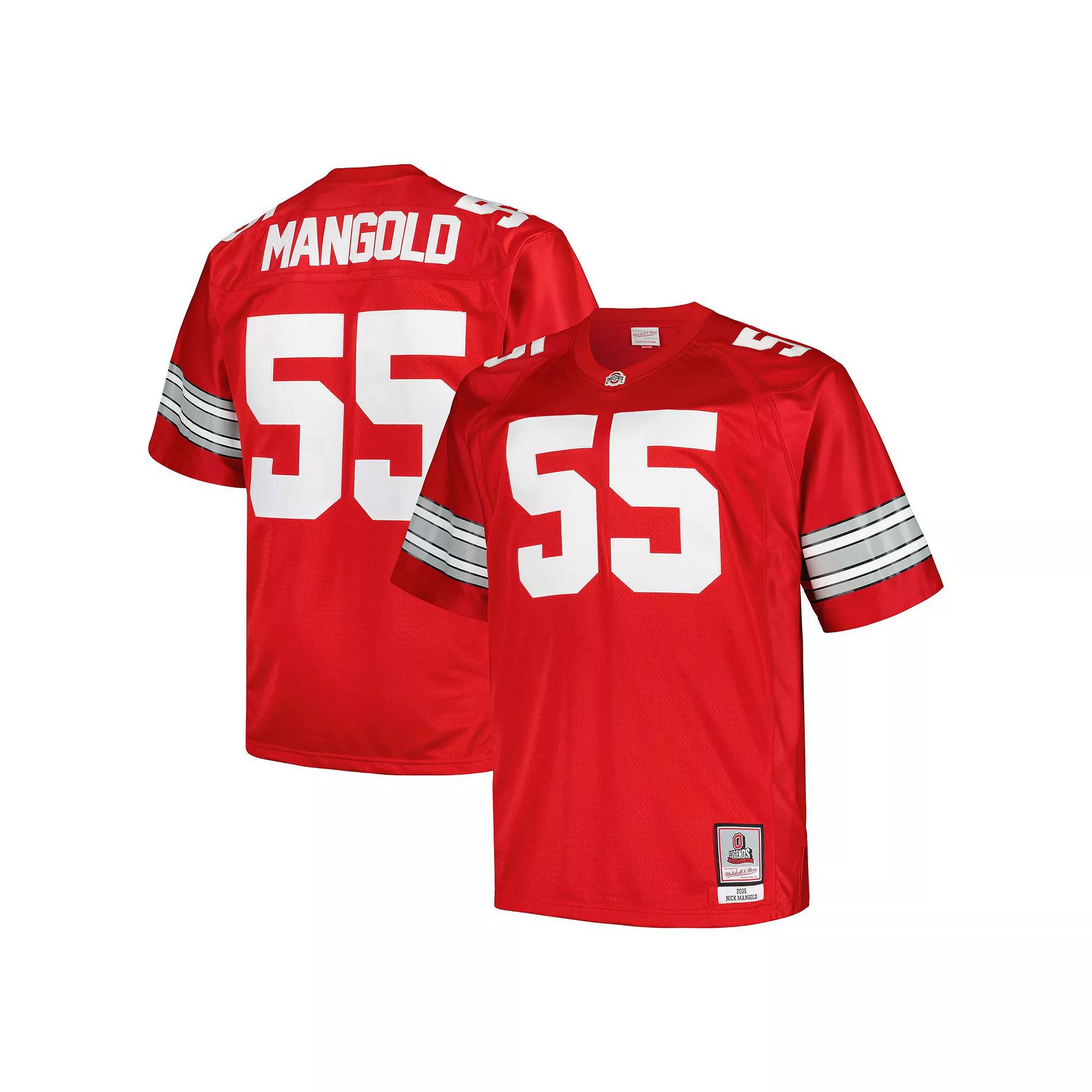 Men's Mitchell & Ness Nick Mangold Scarlet Ohio State Buckeyes Big & Tall Legacy Jersey, Size: XLT, Red Product Image