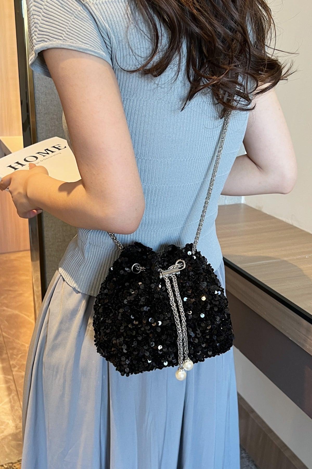 Sequin Chain Drawstring Bucket Bag Product Image