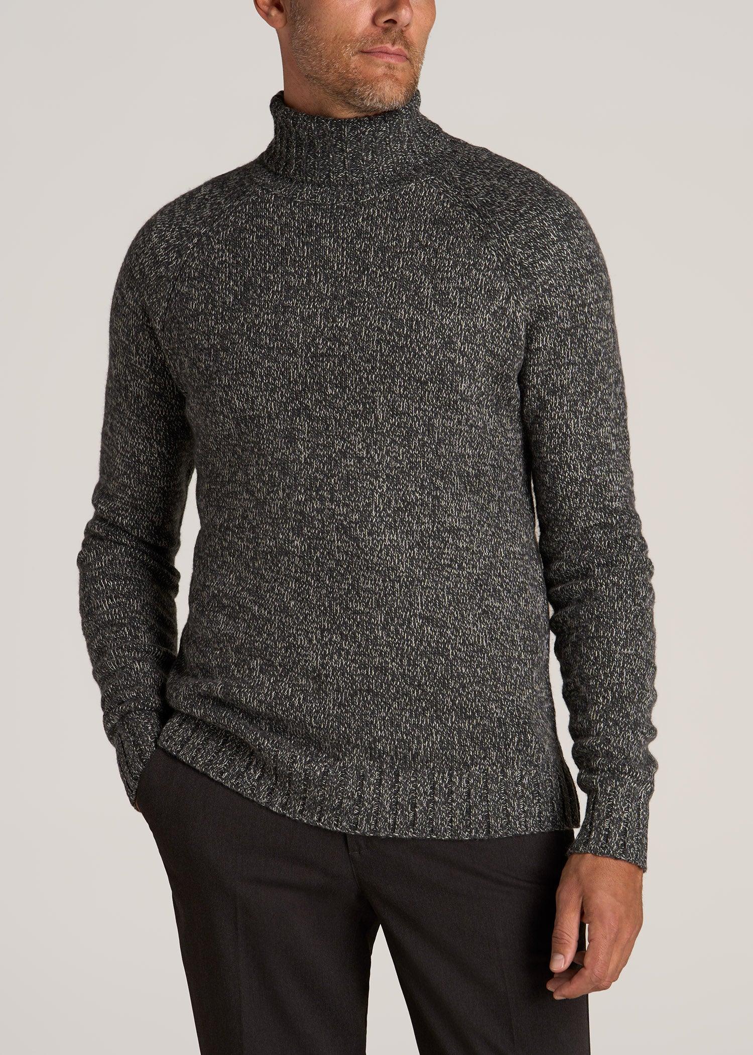 Wool Blend Marled Men's Tall Turtleneck in Charcoal Multi Product Image