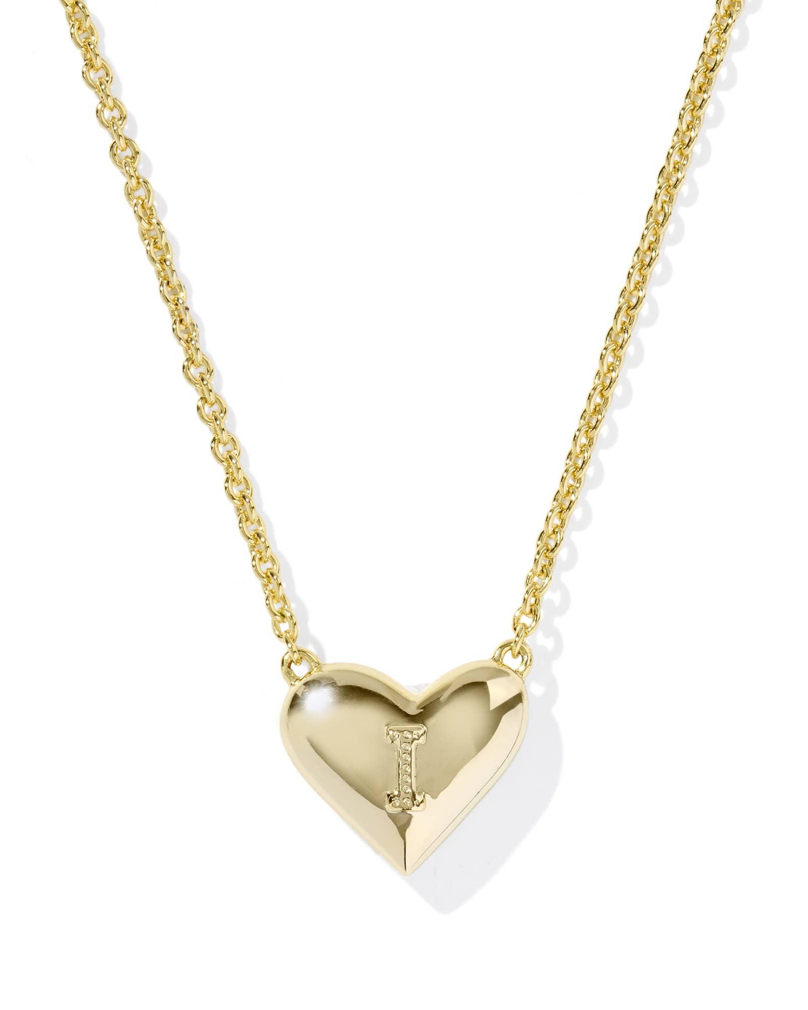 Ari Heart Letter I Gold Short Pendant Necklace Product Image