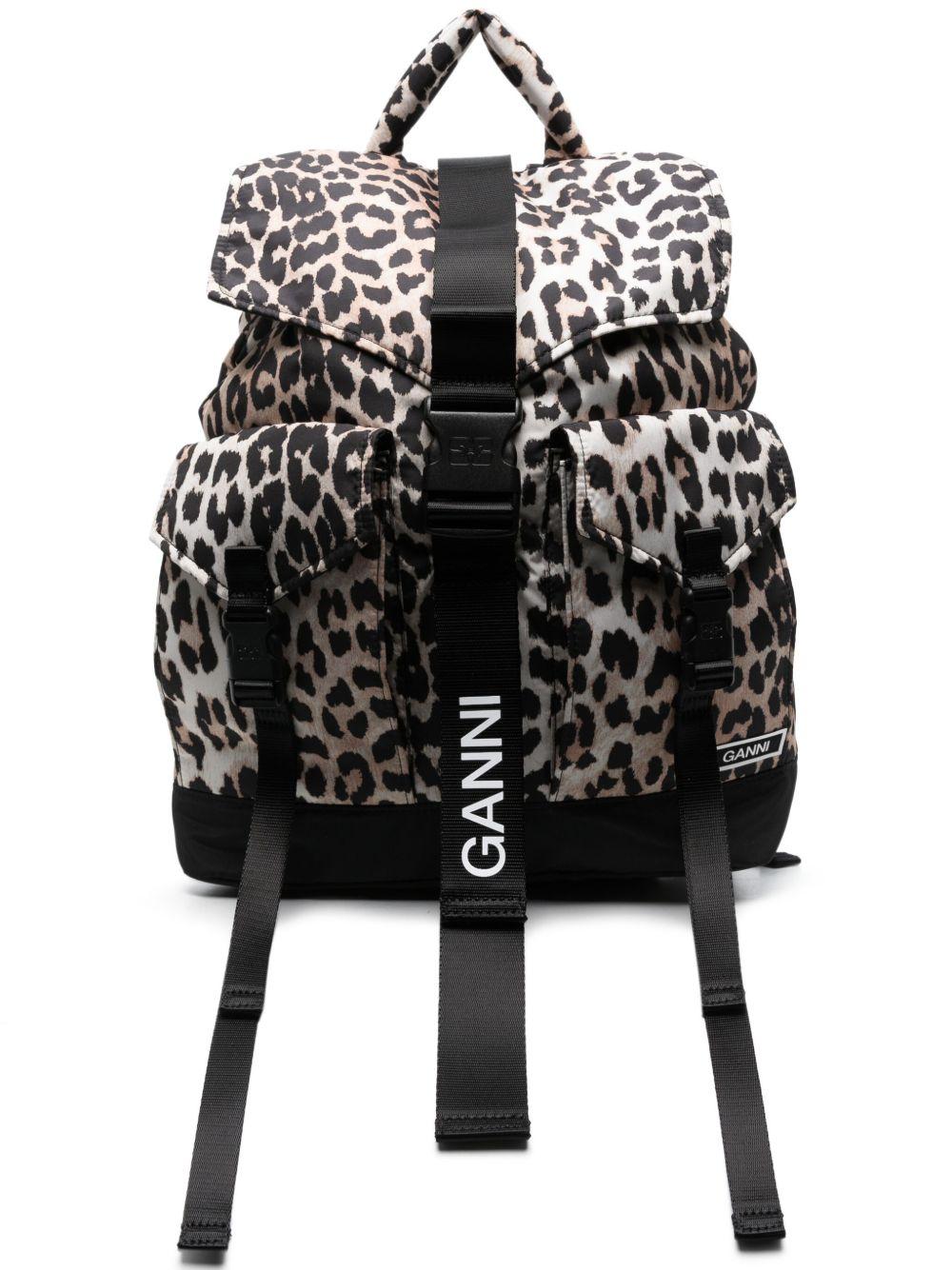 leopard-print buckled backpack Product Image