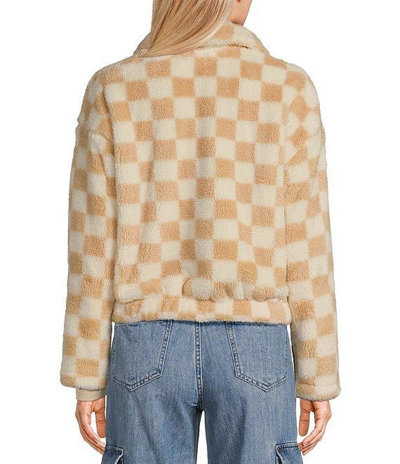 Honey & Sparkle Checkered Fleece Quarter Zip Jacket Product Image