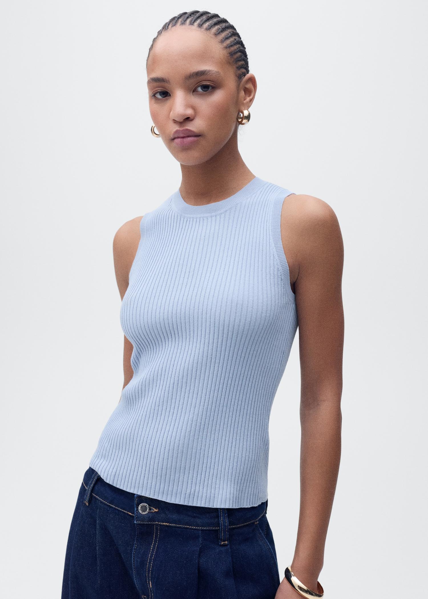 Ribbed knit top - Women | MANGO USA Product Image