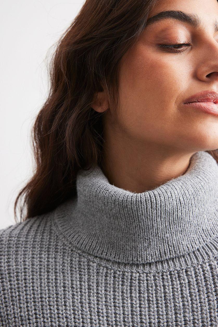 Long Turtle Neck Knitted Sweater Product Image