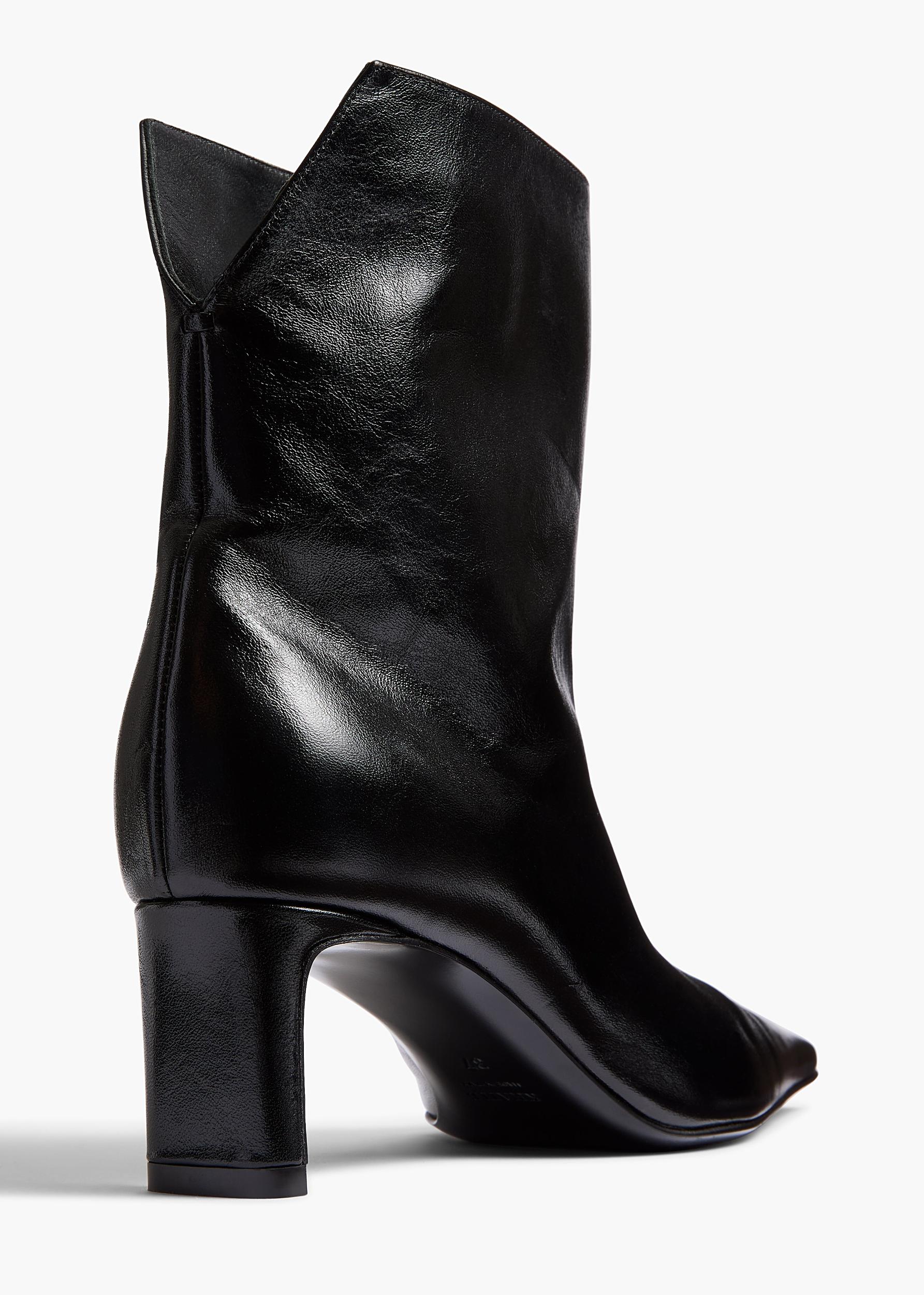 Ona Ankle Boot in Black Glazed Leather Product Image
