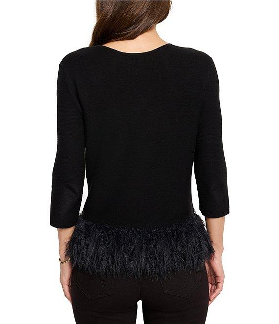 NIC + ZOE Knit Round Neck 3/4 Sleeve Feature Hem Sweater Product Image