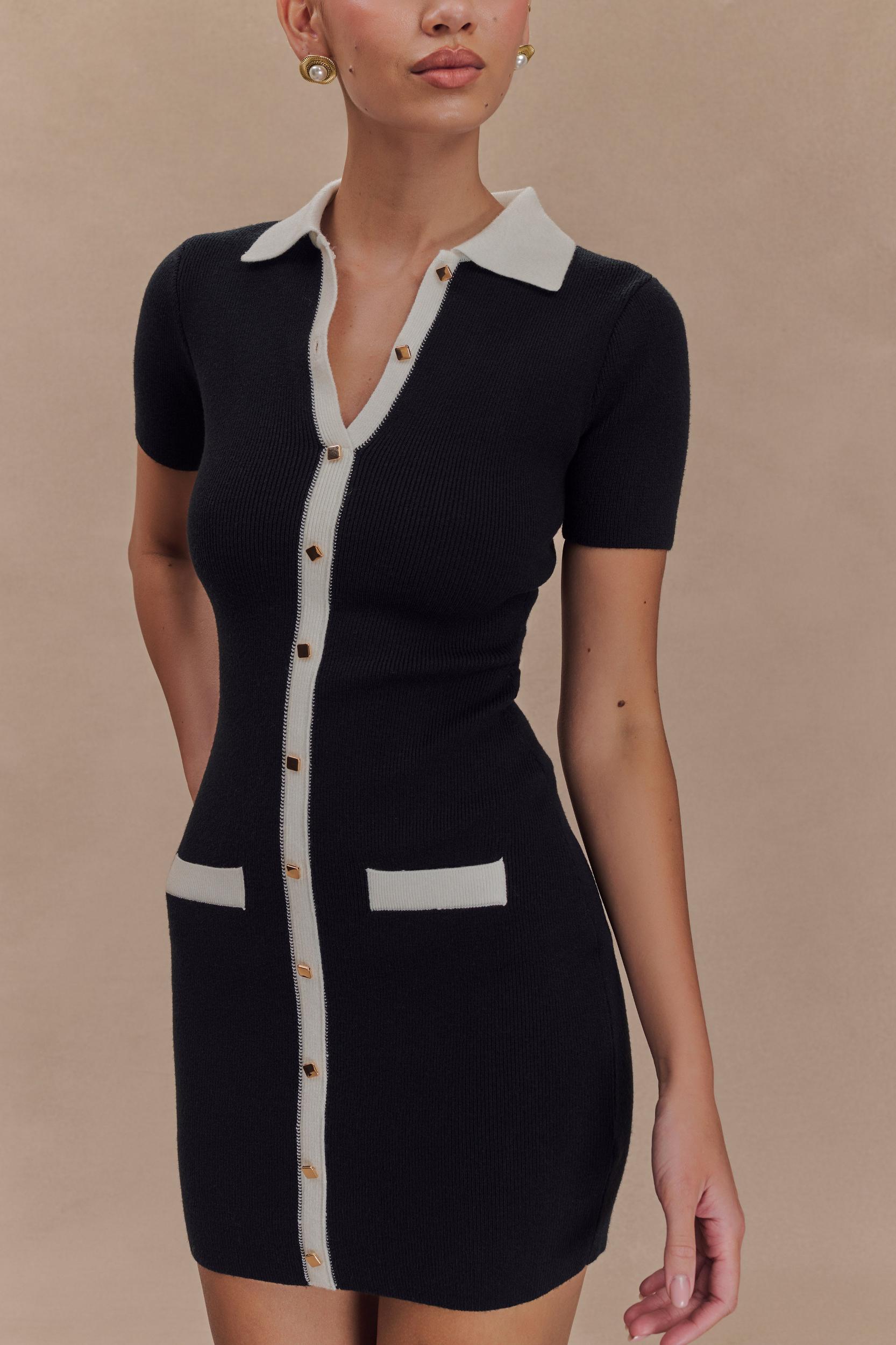 Seema Contrast Mini Dress - Black/White Product Image