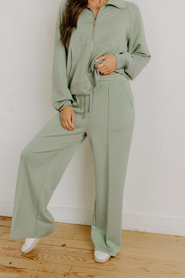 Morning Dew High Waist Scuba Pants in Sage Product Image