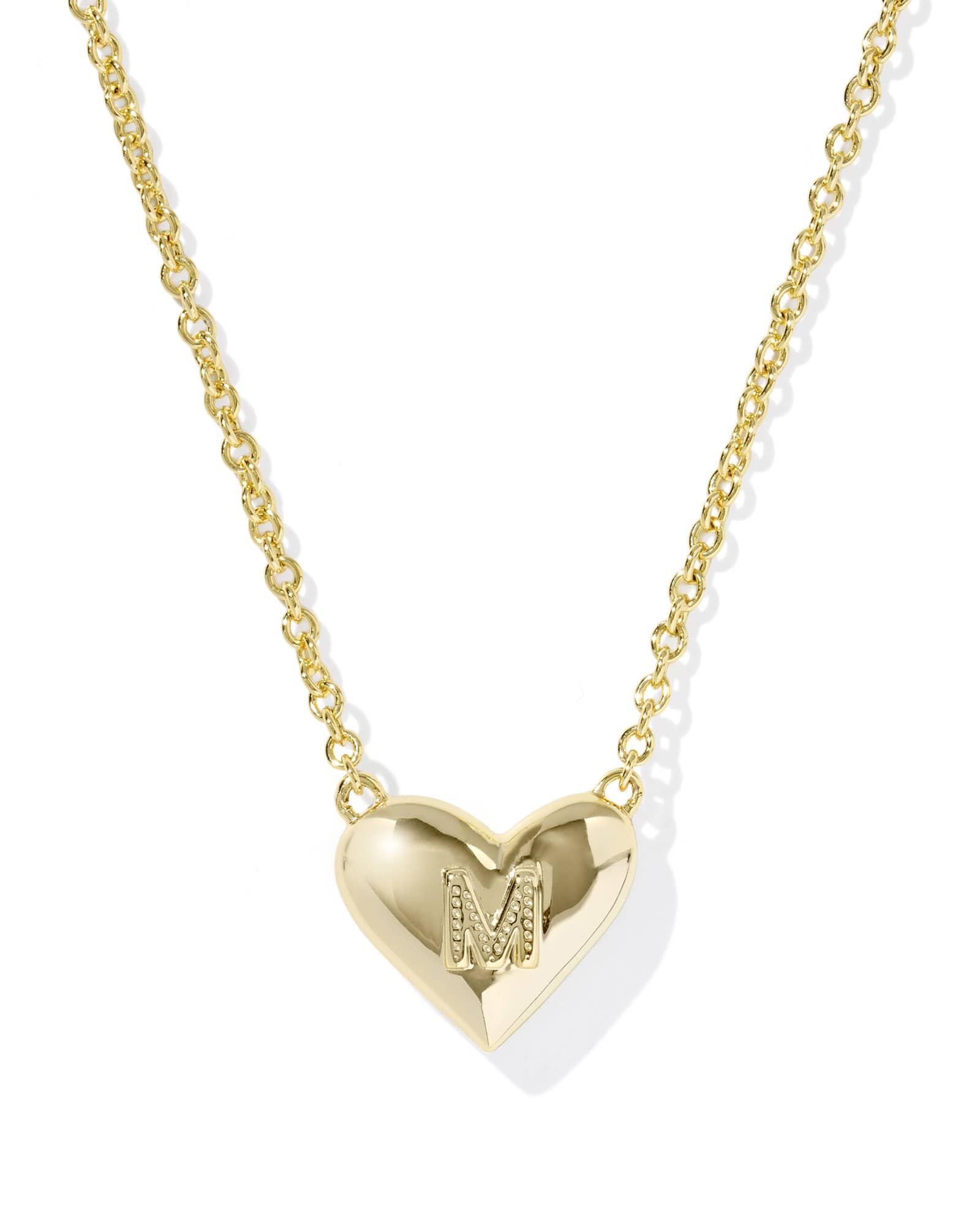 Ari Heart Letter M Gold Short Pendant Necklace Product Image