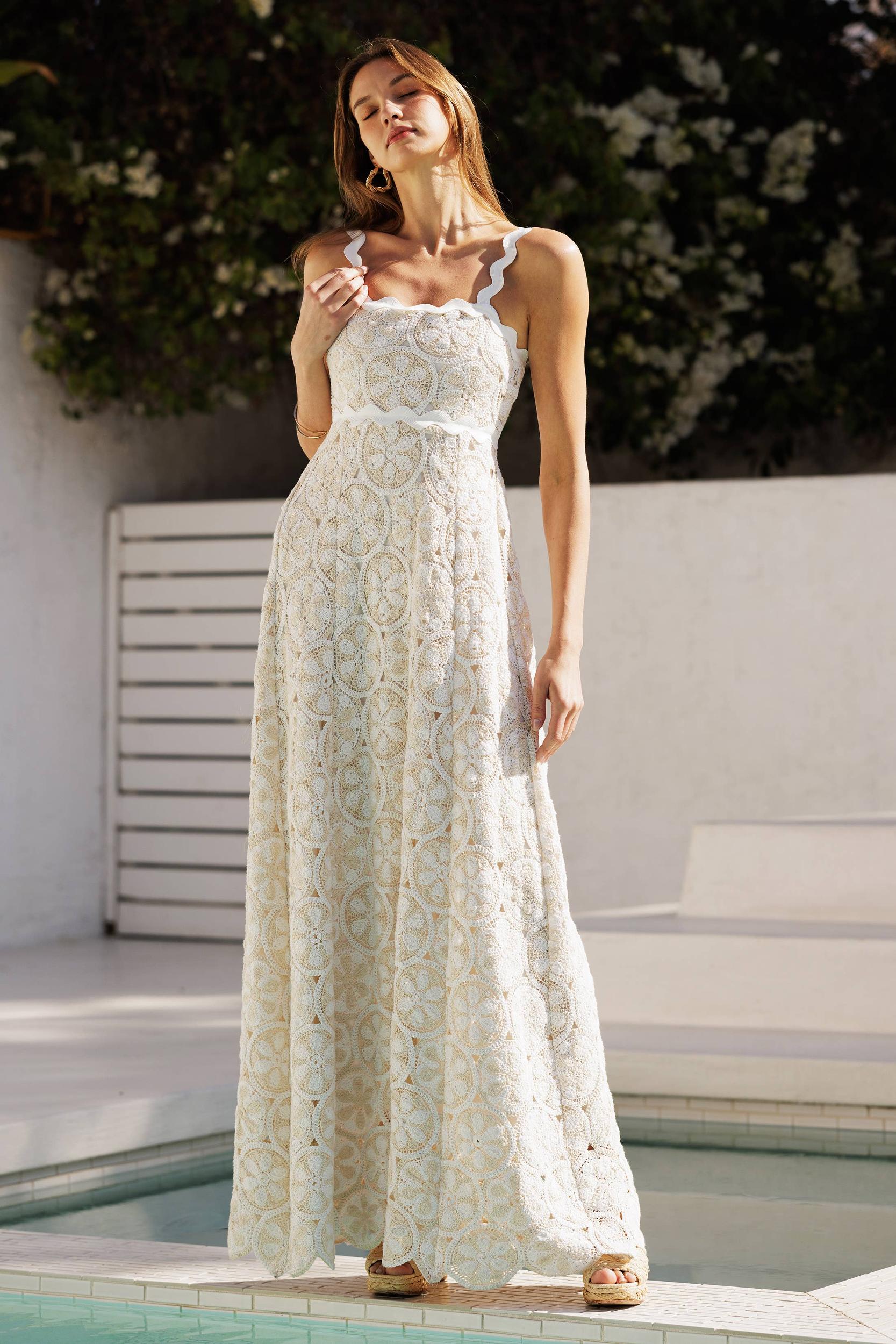 Scallop Tank Crochet Maxi Dress Product Image