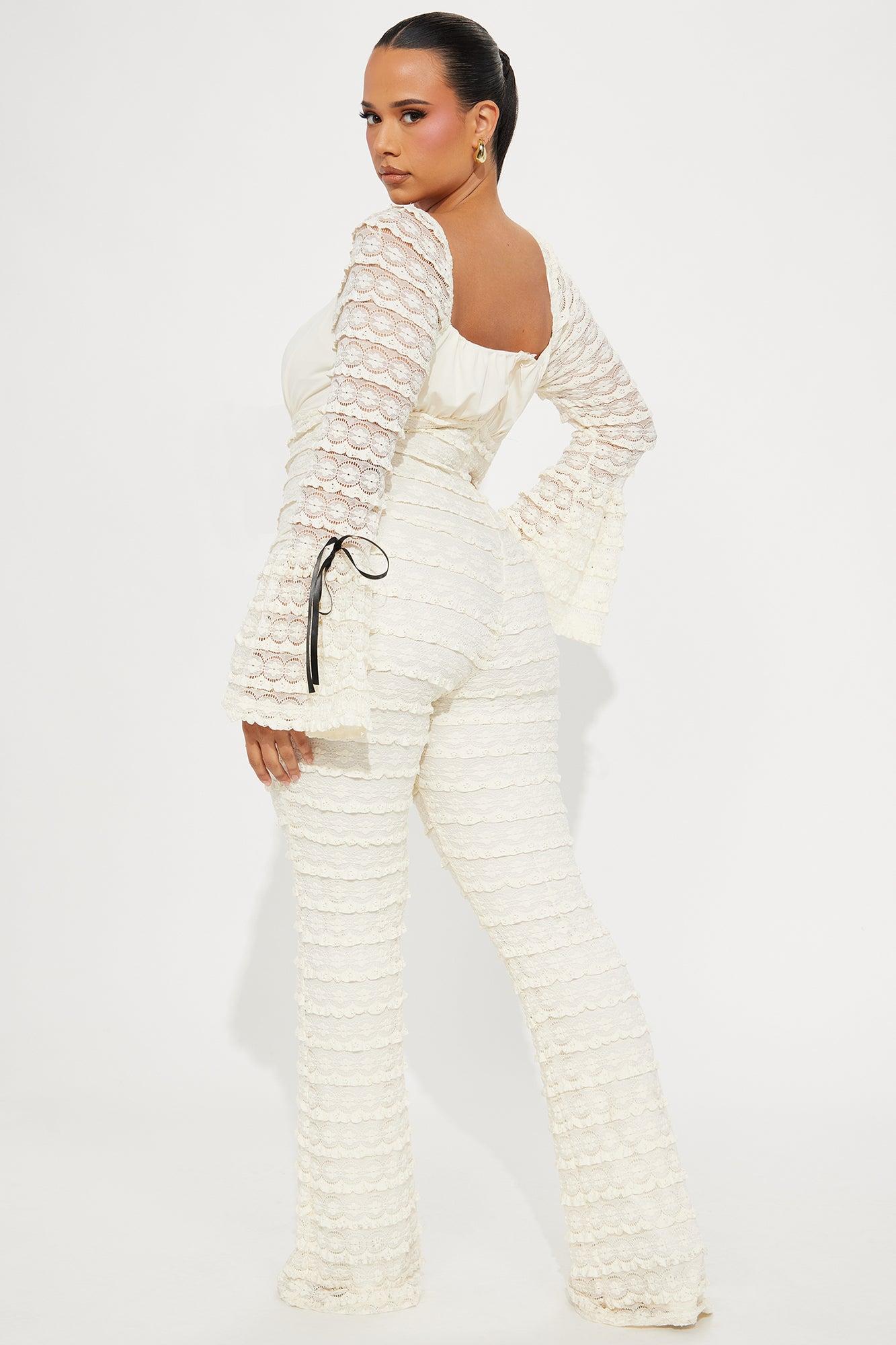 Espresso Lace Jumpsuit - Ivory Product Image