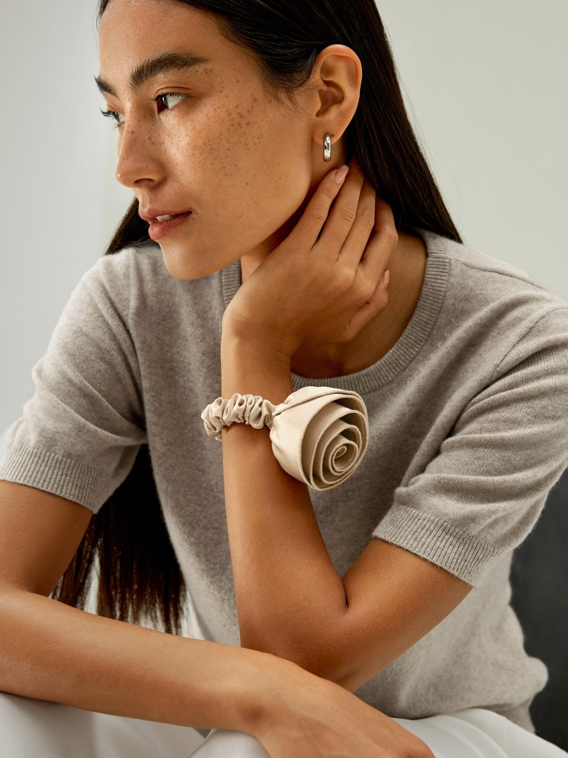 Champagne Rosette Silk Scrunchie Product Image