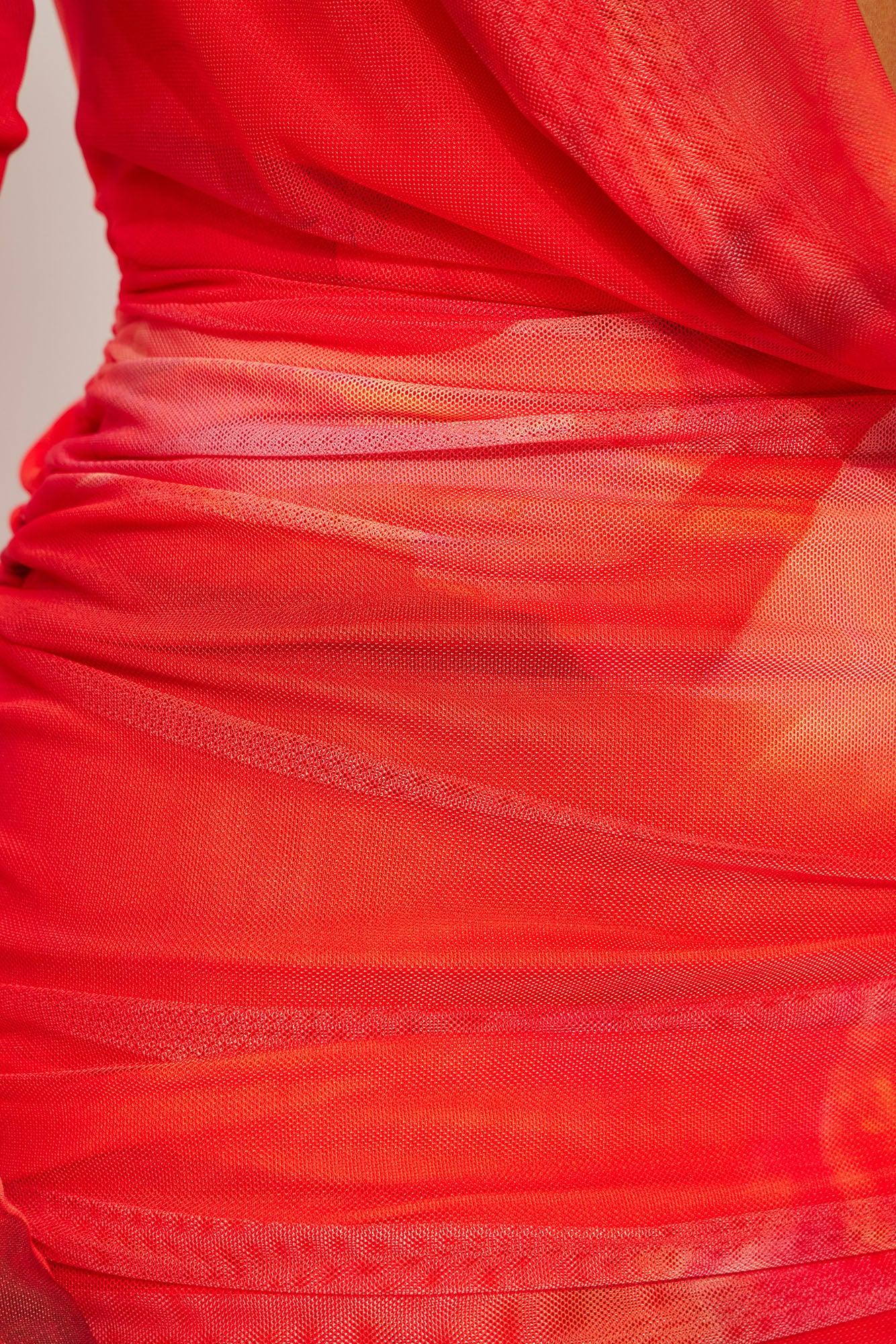 Melinda Mesh Micro Mini Dress - Orange/combo Product Image