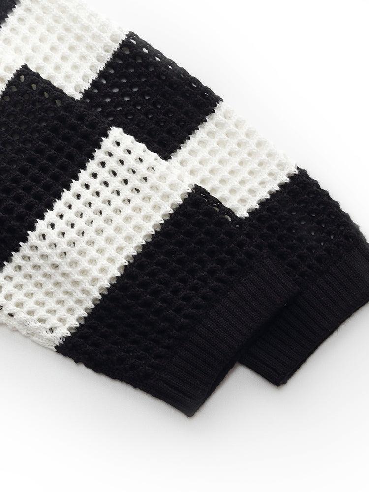 Triacetate Knit Vest Dress And Stripe Open-Knit Sweater Two-Piece Set Product Image