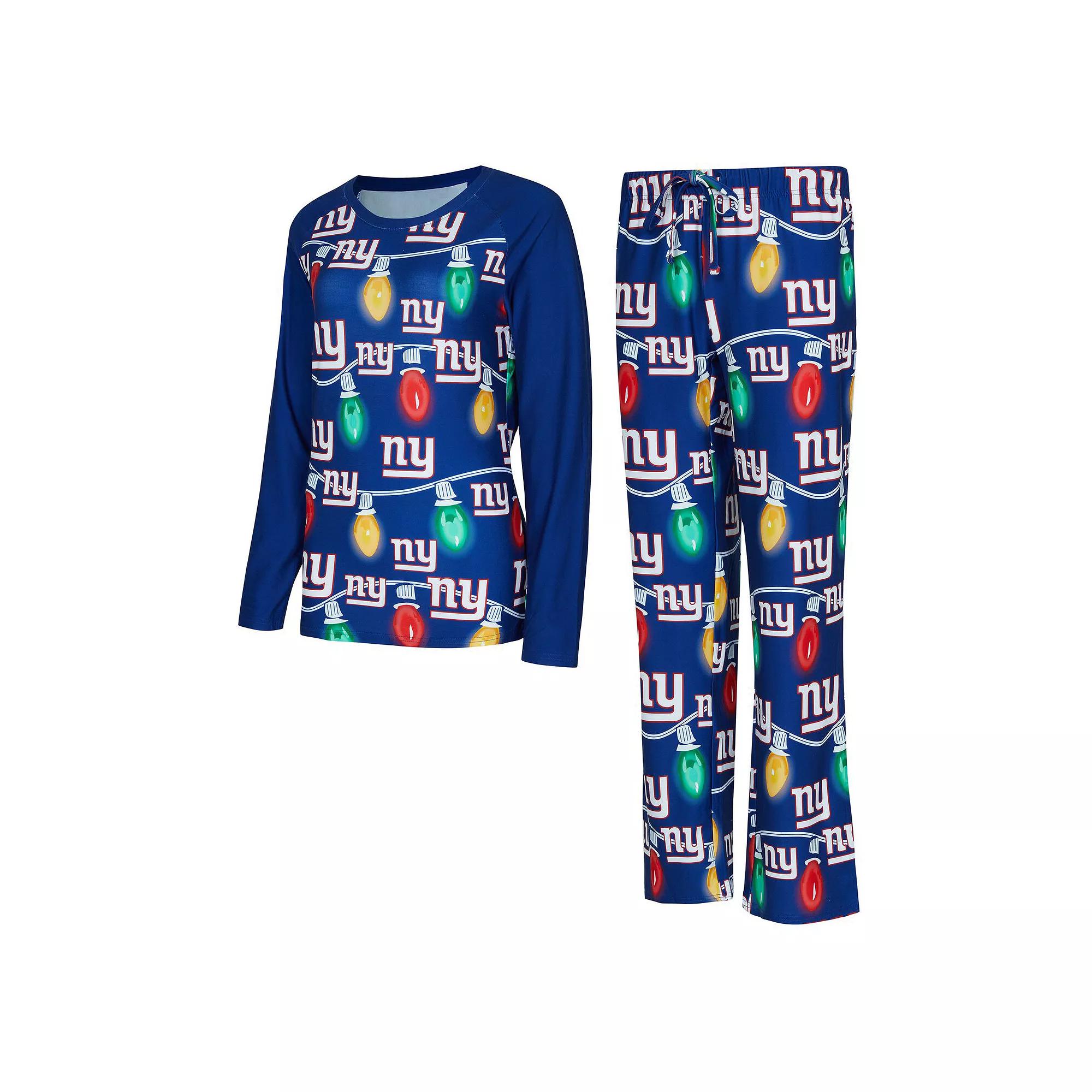 Women's Concepts Sport  Royal New York Giants Garland Knit Raglan Long Sleeve T-Shirt & Pants Set, Size: XL, Blue Product Image