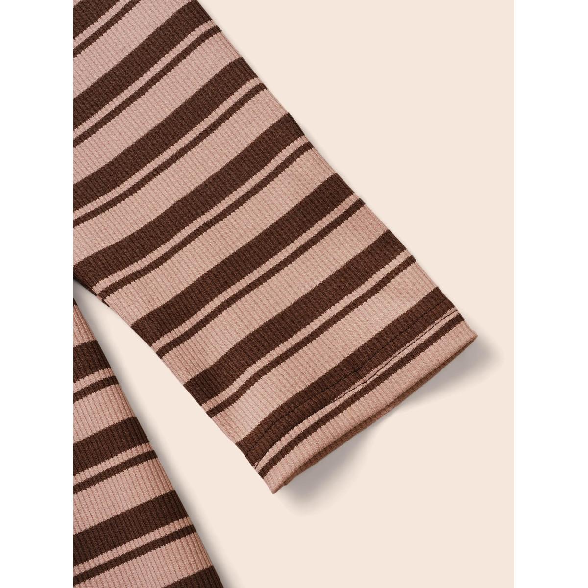 Plus Size U Neck Striped Pit Strip Dress DustyPink Women Casual Texture U-neck Long Sleeve Curvy BloomChic 26/4X Product Image