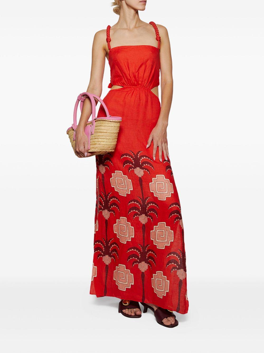 cut-out palm-tree print dress Product Image