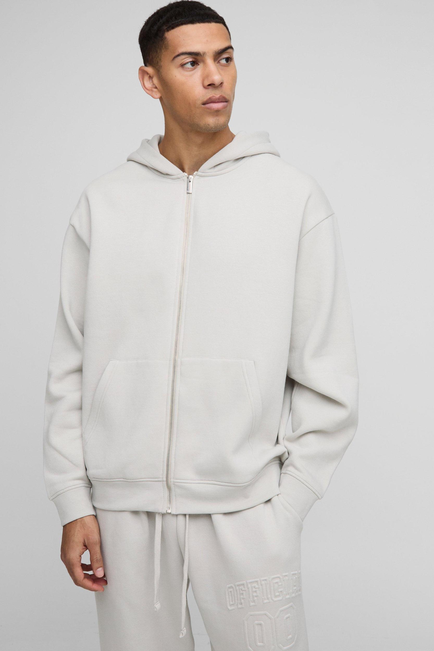 Oversized Official Varsity Embossed Zip Through Tracksuit | boohooMAN USA Product Image