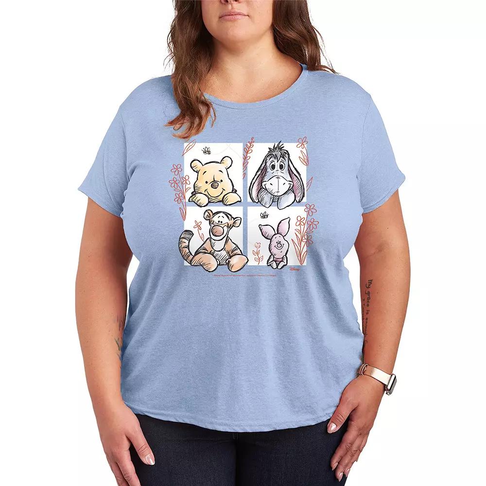 Disney's Winnie The Pooh Floral Grid Graphic Tee, Women's,  Product Image