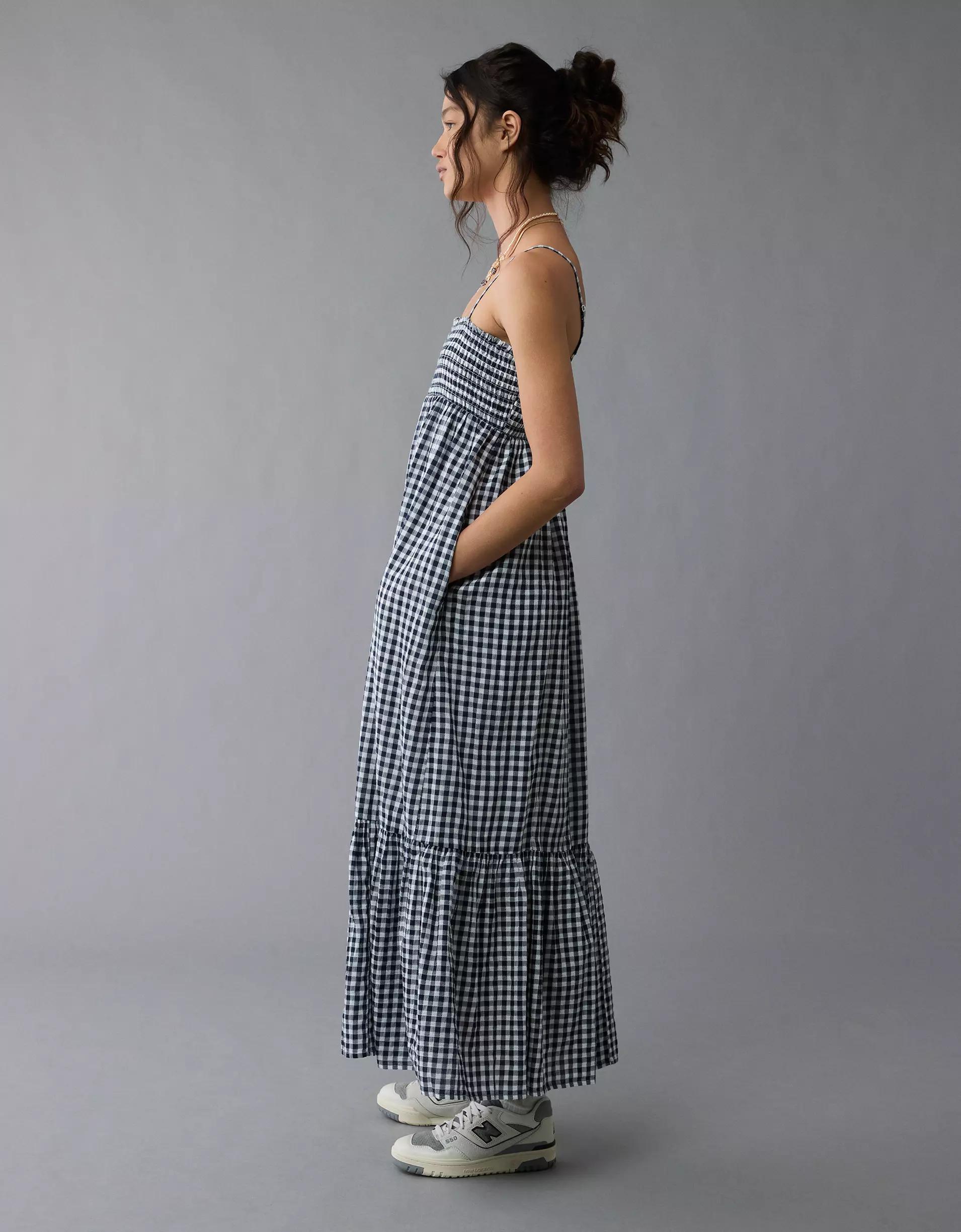 AE Gingham Babydoll Maxi Dress Product Image