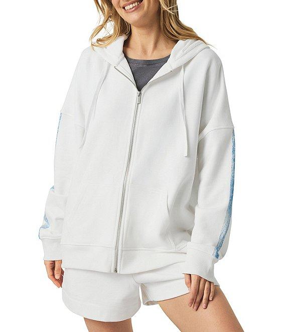 Splendid Striped Crew Neck Long Sleeve Hoodie Jacket Product Image