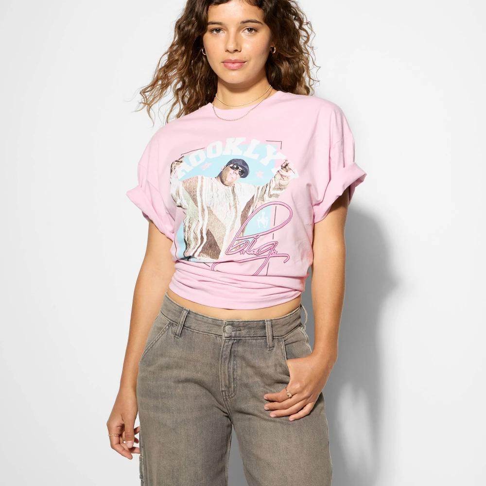 Women's Brooklyn Biggie Oversized Graphic T-Shirt - Pink Product Image