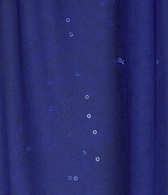 Marina Sleeveless V-Neck Chiffon Overlay V-Back Sequin Lace Dress Product Image