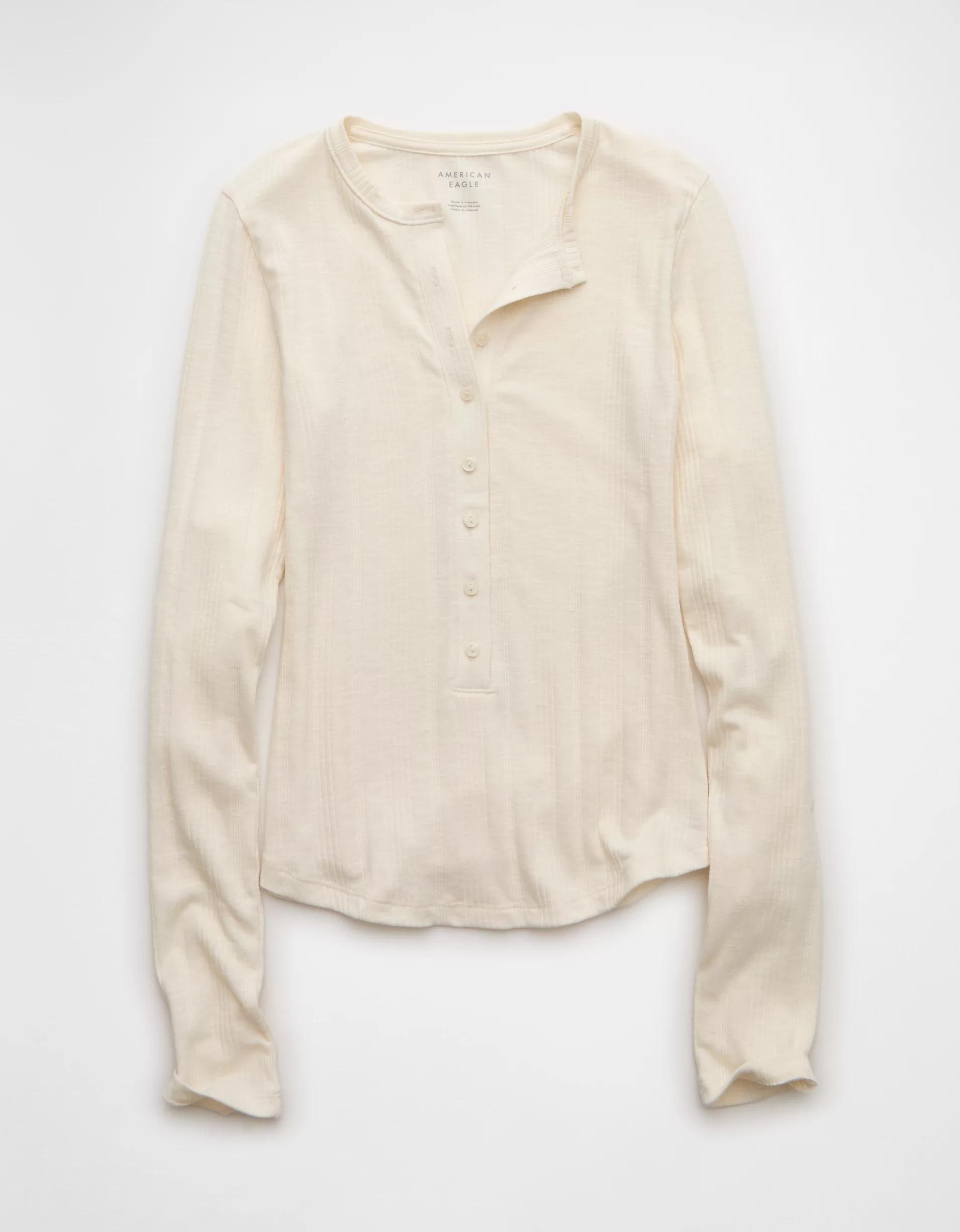 AE Long Sleeve Henley T-Shirt Product Image