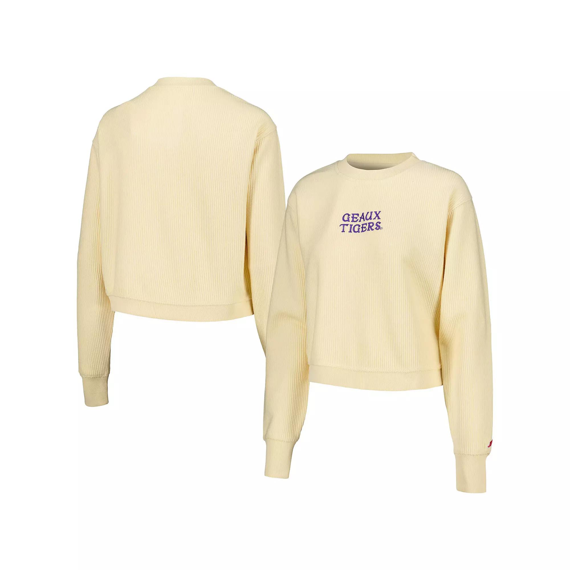 Women's League Collegiate Wear Cream LSU Tigers Timber Cropped Pullover Sweatshirt,  Product Image