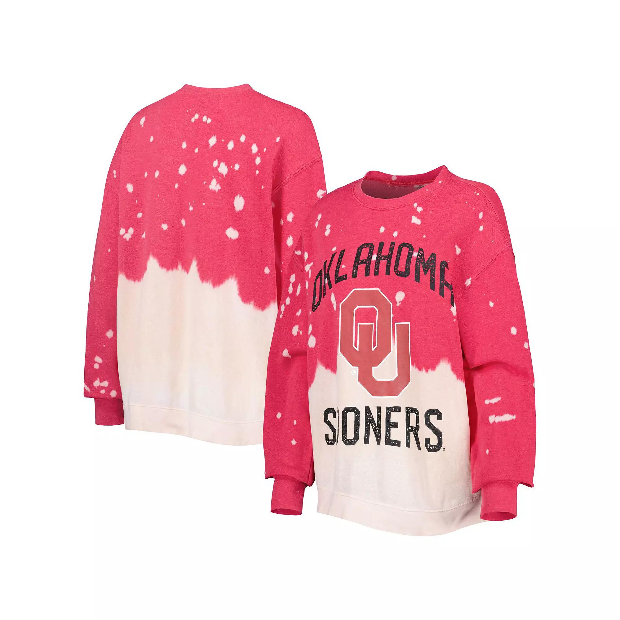 Women's Gameday Couture Crimson Oklahoma Sooners Twice As Nice Faded Dip-Dye Pullover Long Sleeve Top,  Product Image