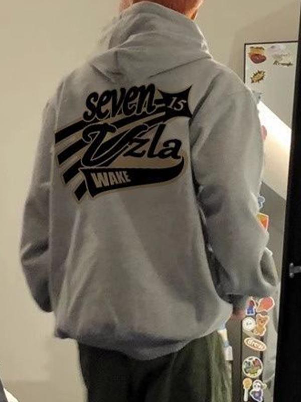 Men's Hip Pop Letter Print Oversized Hoodie Product Image
