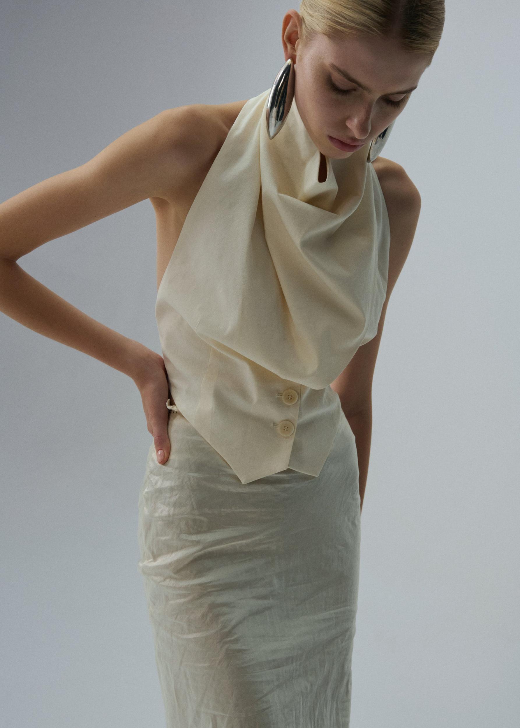 Lace detail midi skirt in cream Product Image