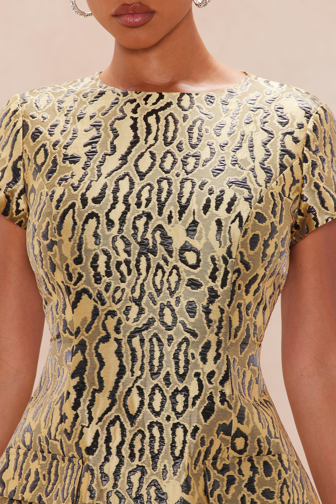 Lani Leopard Jacquard Mini Dress - Yellow/combo Female Product Image