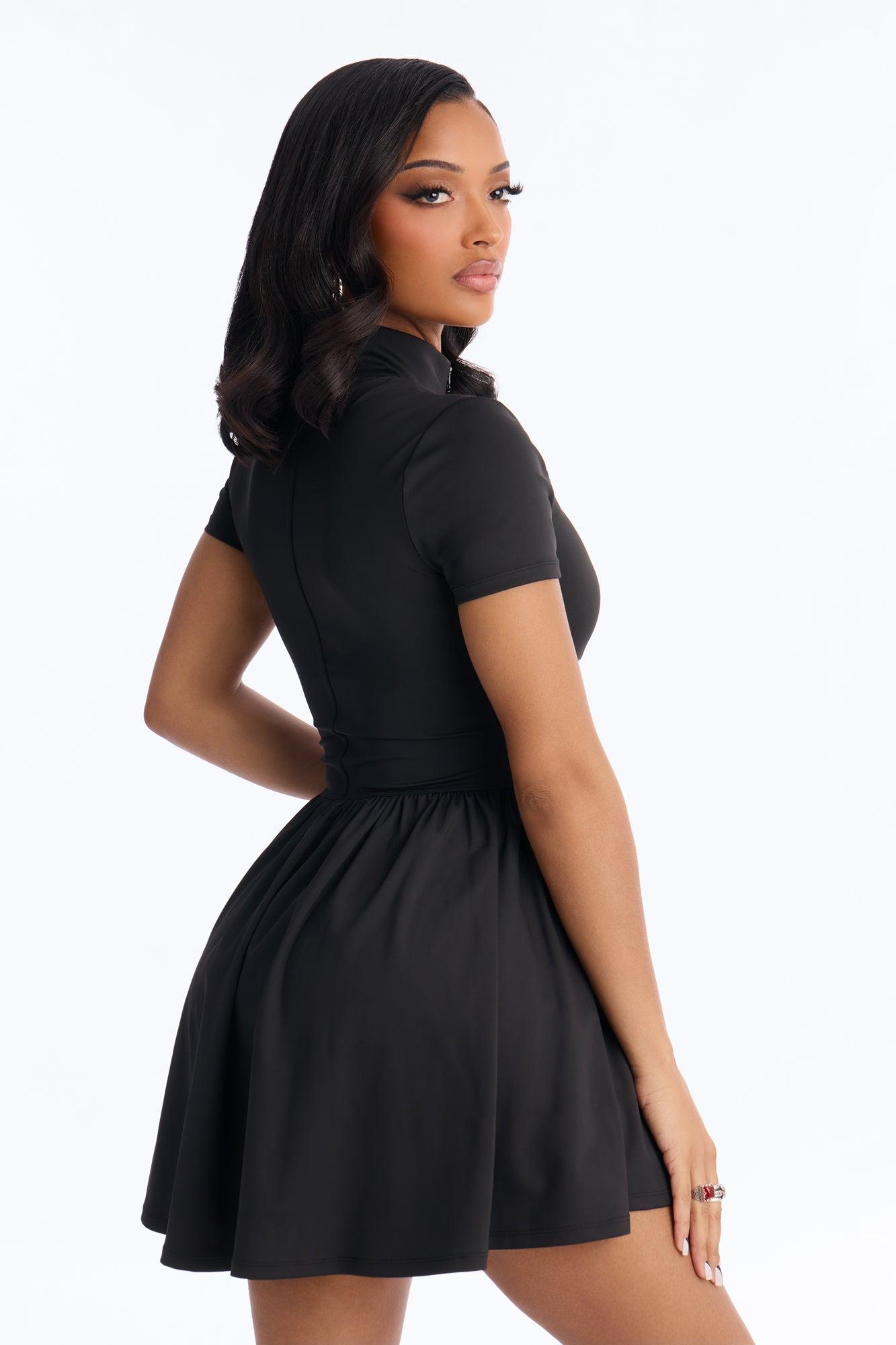 Country Club Short Sleeve Mini Dress - Black Female Product Image