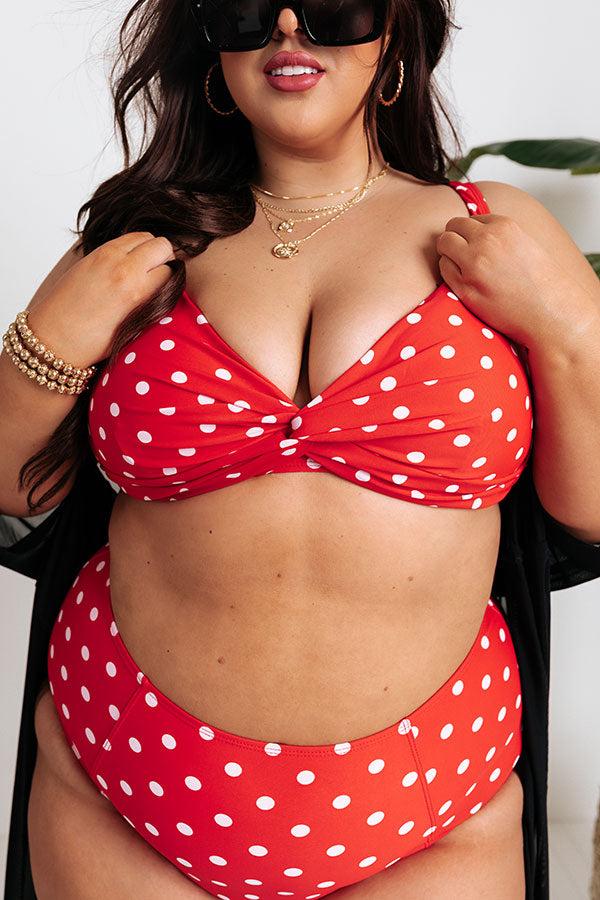 Tanning In Tulum Polka Dot Bikini Top in Red Product Image