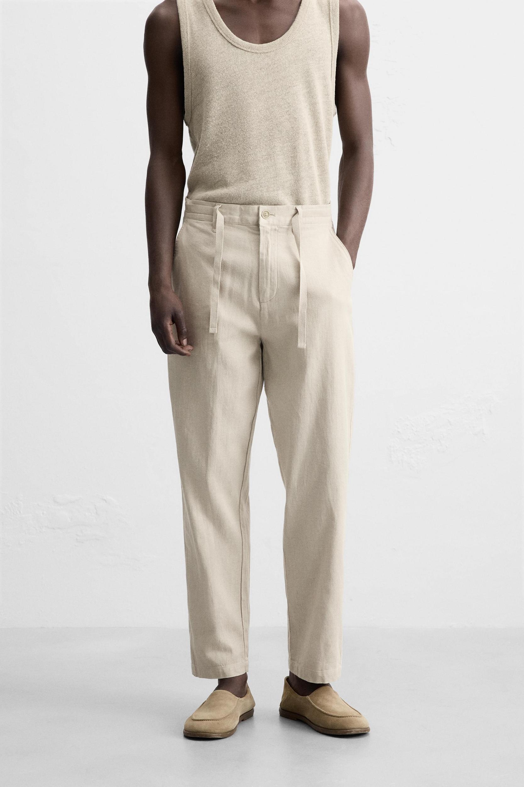 COTTON LINEN PANTS Product Image