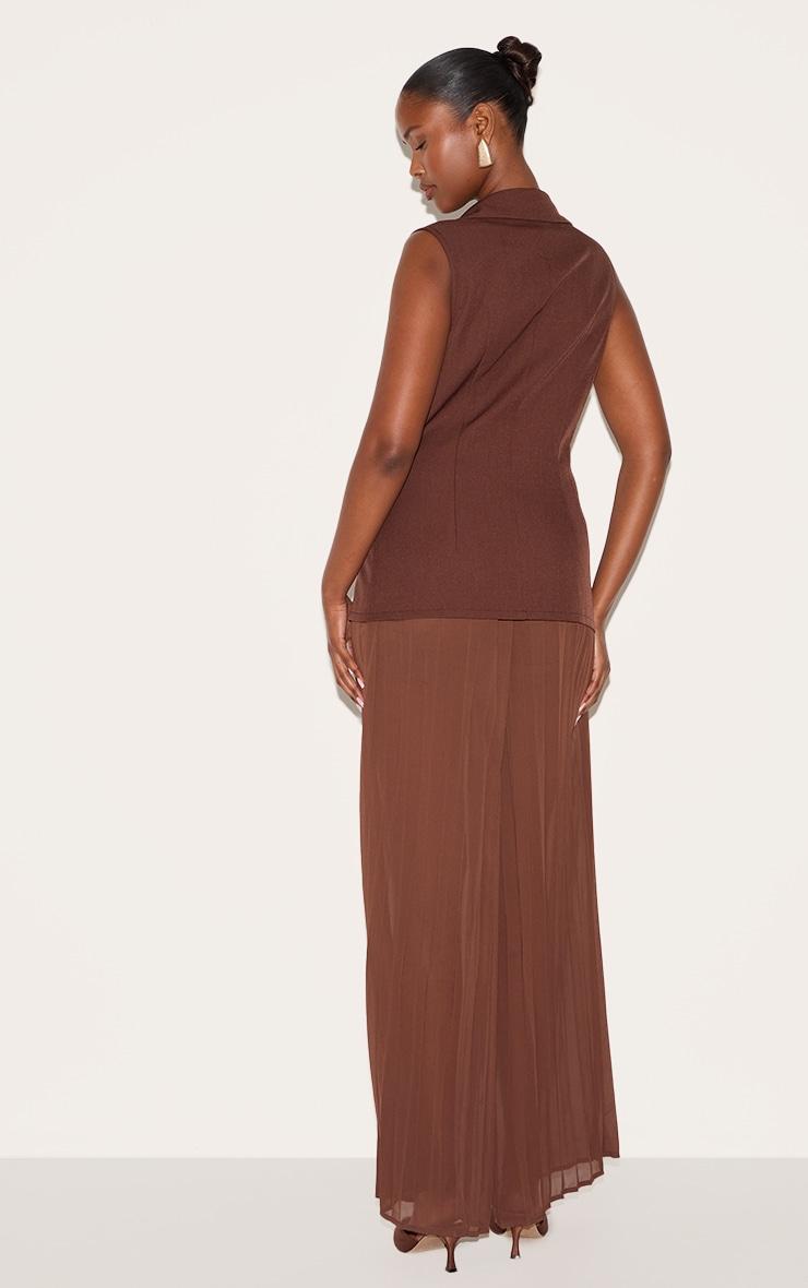 Deep Chocolate Woven Vest Overlay Chiffon Jumpsuit Product Image