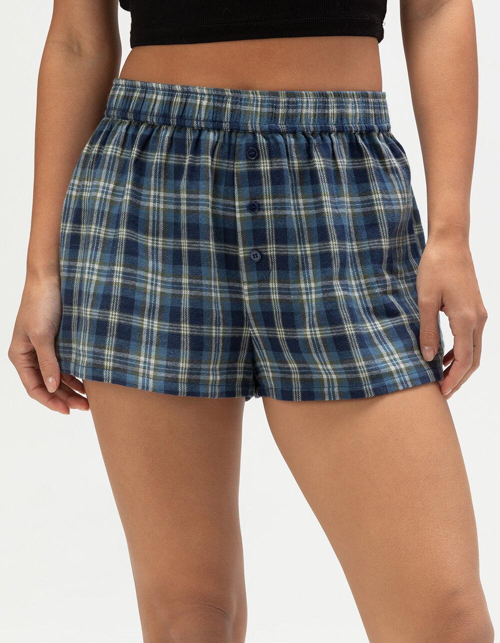 FULL TILT Plaid Womens Boxer Shorts - NAVY COMBO Product Image