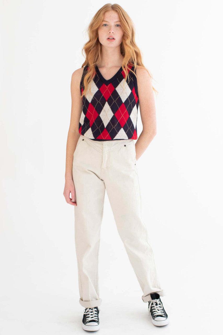 Navy Argyle Sweater Vest Product Image