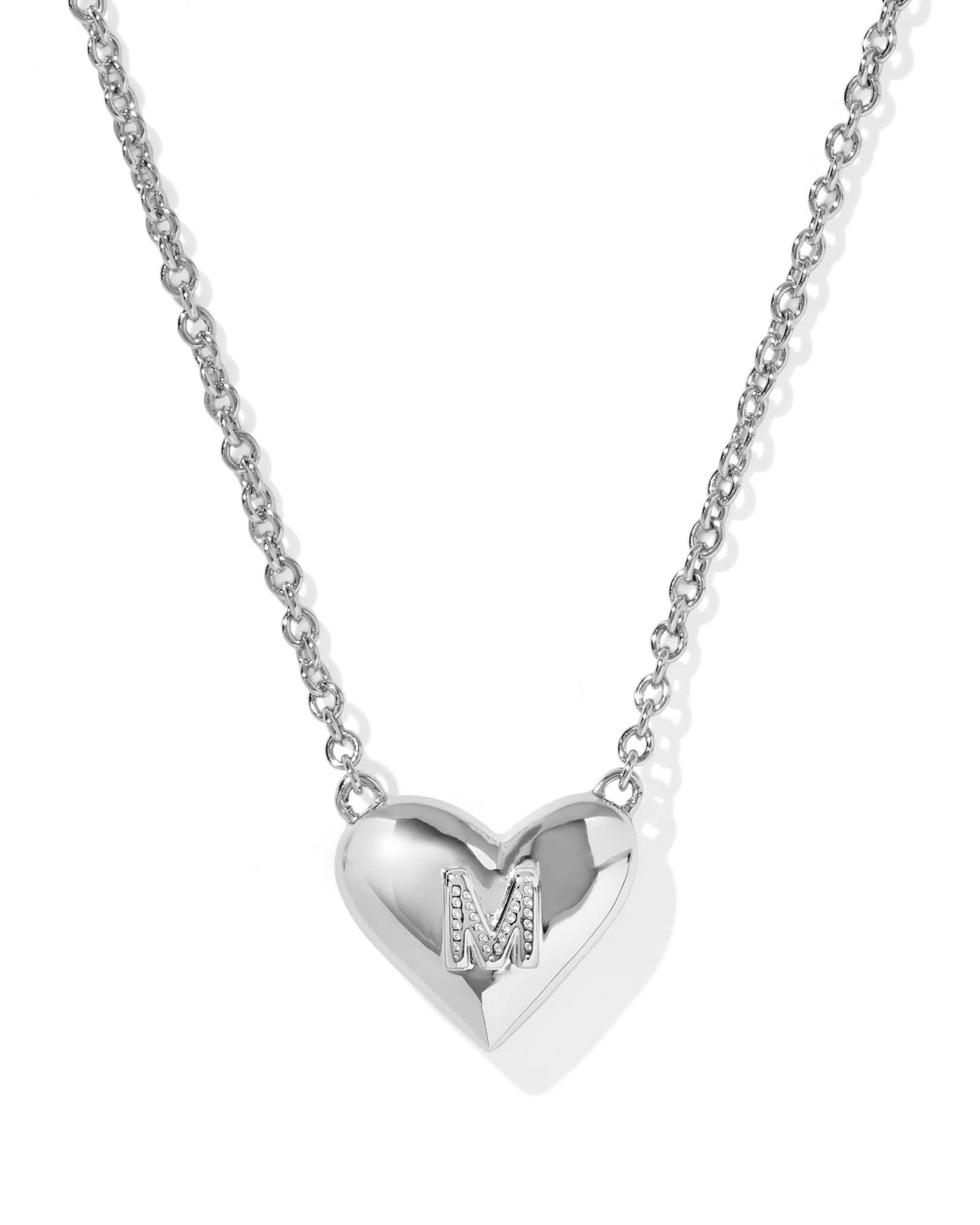 Ari Heart Letter M Silver Short Pendant Necklace Product Image