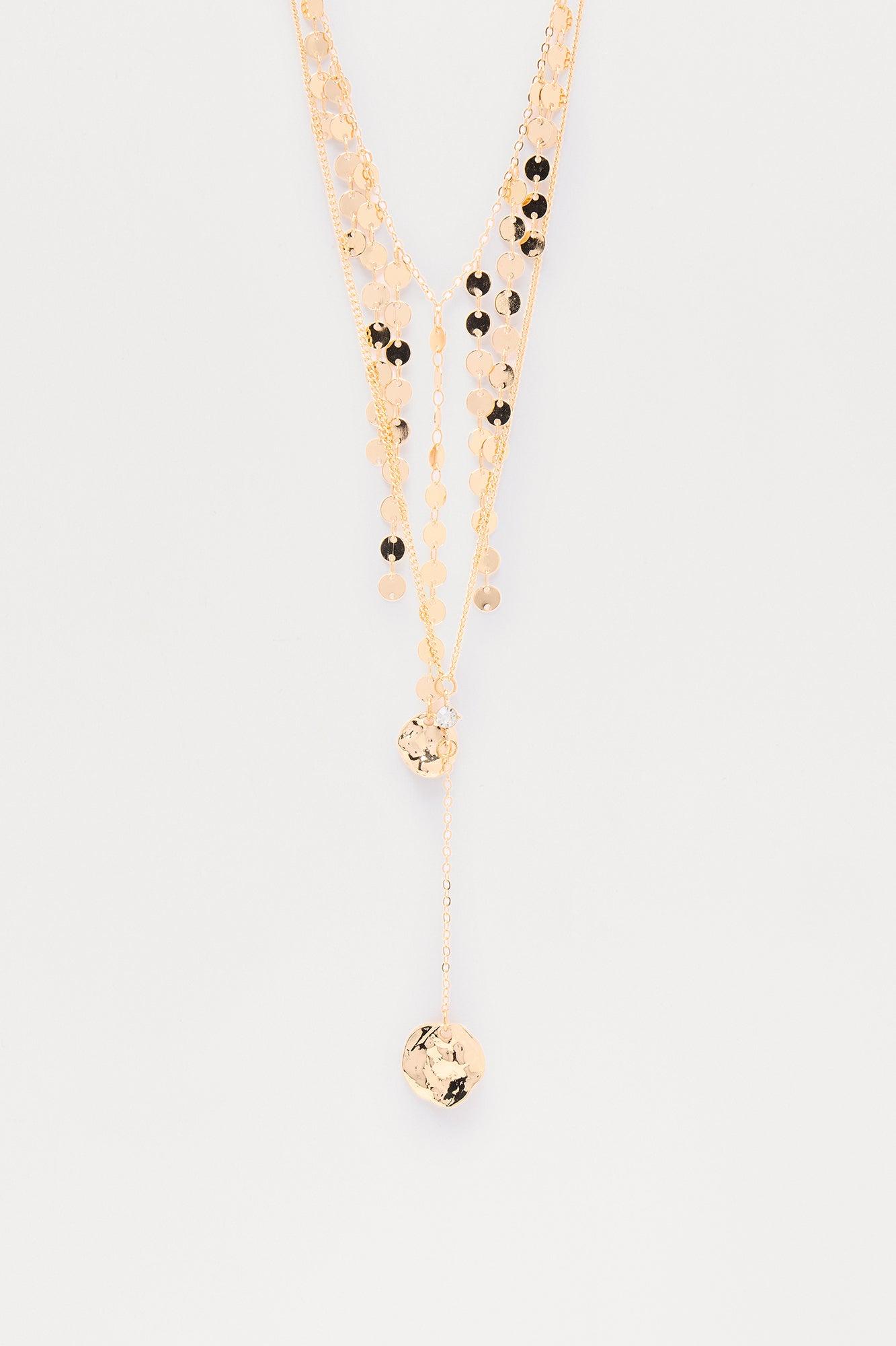 Brittney Sequin Charms Layered Necklace - Gold Female Product Image