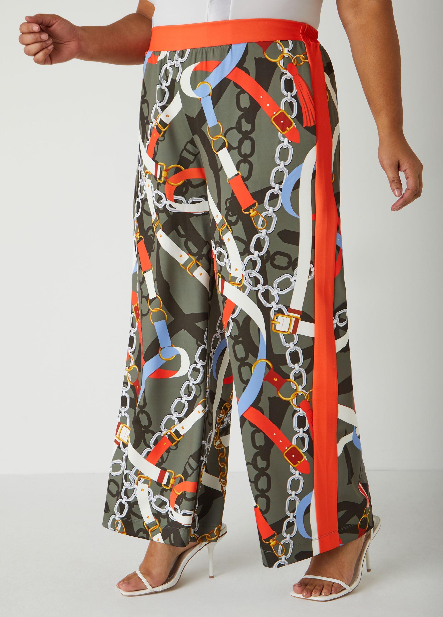 Chain Print Wide Leg Pants Product Image