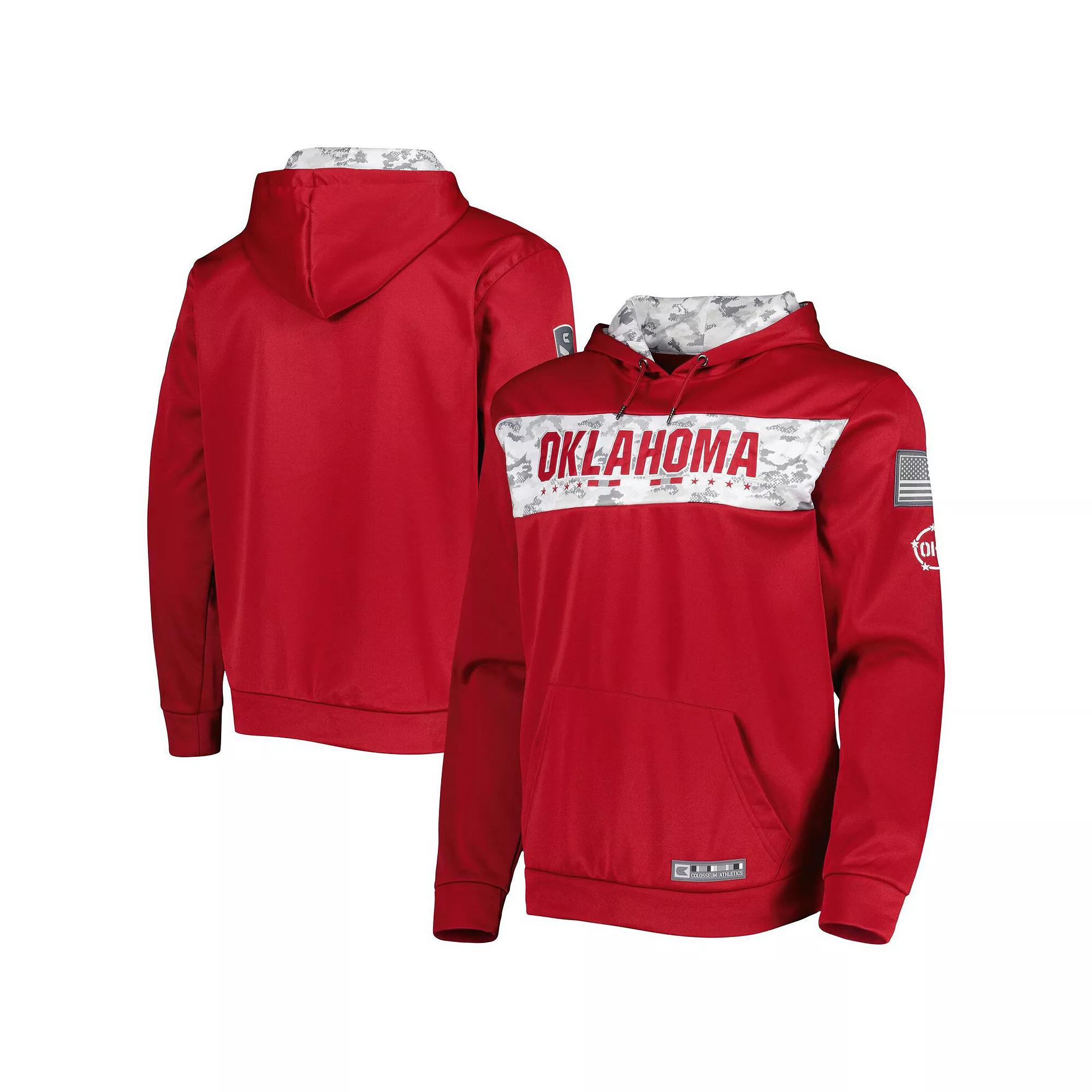 Men's Colosseum Crimson Oklahoma Sooners OHT Military Appreciation Team Color Pullover Hoodie,  Product Image