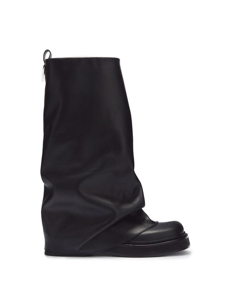 ATTICO Robin Black Boots With Square Toe And Logo Plaque On The Rear In Leather Woman Product Image