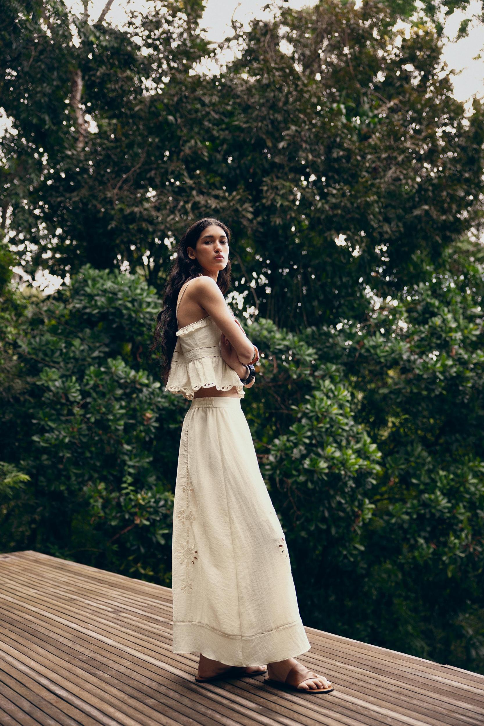 EMBROIDERED EYELET CROP TOP Product Image