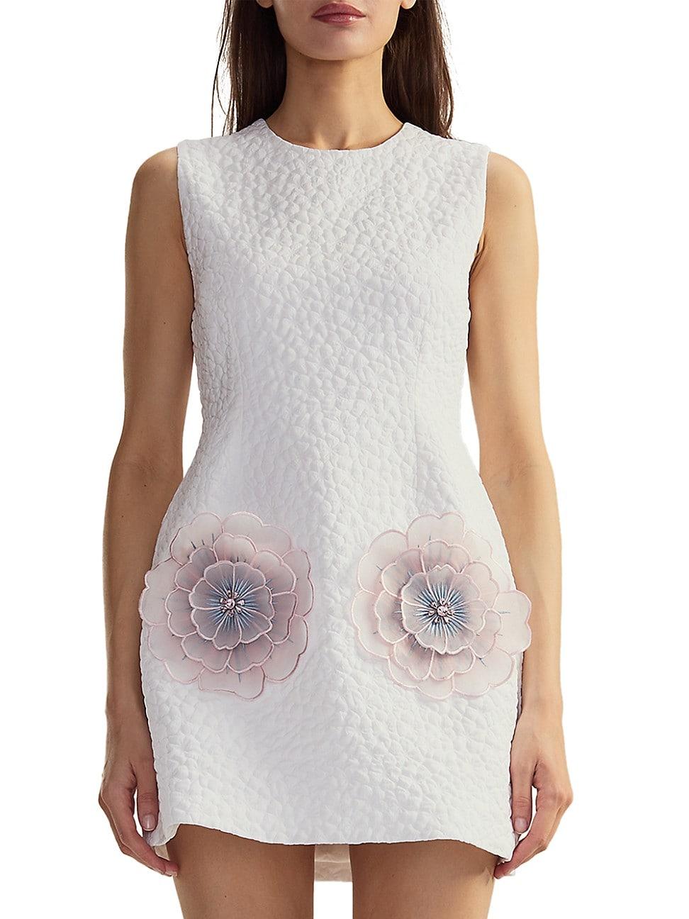 Womens Jacquard 3D Flower Pocket A-Line Minidress Product Image