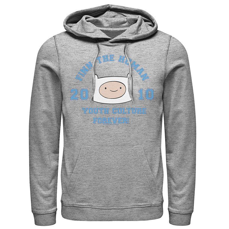 Men's Adventure Time Finn The Human Youth Culture Forever Pullover Hoodie, Size: 3XL, Athletic Grey Product Image