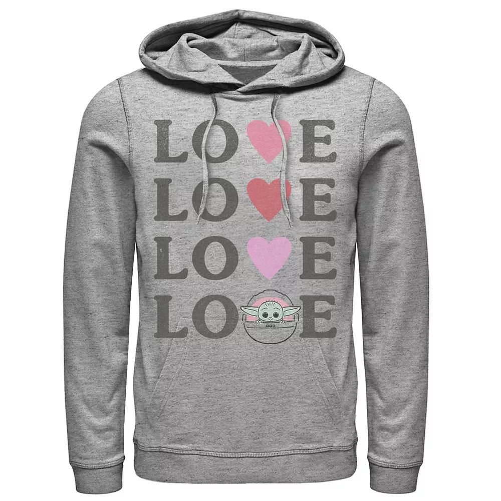 Men's Star Wars The Mandalorian The Child Love Text Stack Hoodie,  Product Image