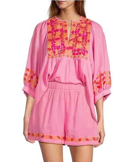 J.Marie Carlie V-Neck 3/4 Puff Sleeve Top Product Image